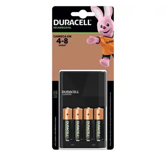 Carregador + 4 Pilhas Recarregáveis AA 2500mah Duracell - Ótima Qualidade!