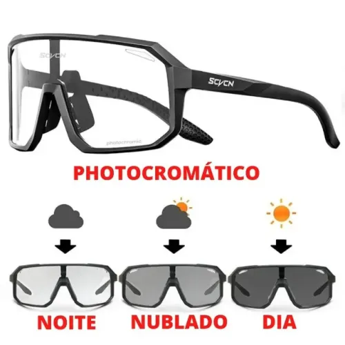 Óculos de sol de ciclismo photocromatico (dia e noite), ultraleve, esportes, UV400, 1 lent