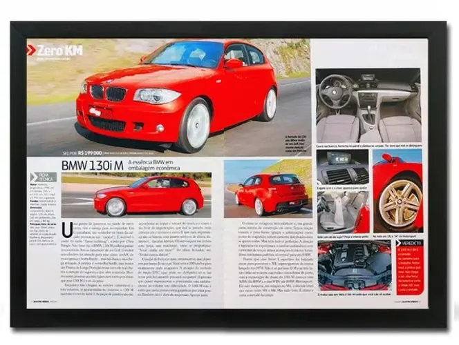 BMW 118i, 120i ou 130i M - Quadro decorativo com propaganda/matéria original de revista