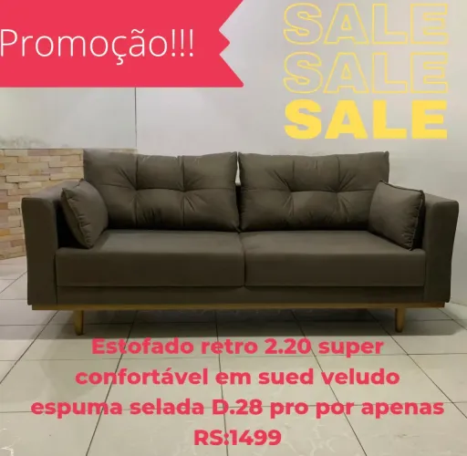 Sofa retratil em sued veludo 2.20 