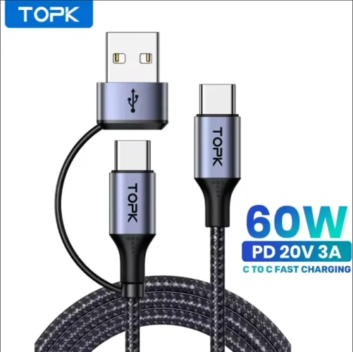 Cabo USB-C Topk 60w PD e Dados Original - (NOVO)