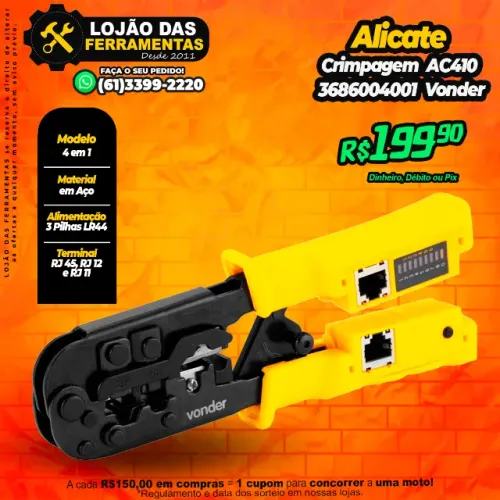 Alicate Crimpagem 4 em 1 AC410  * Vonder