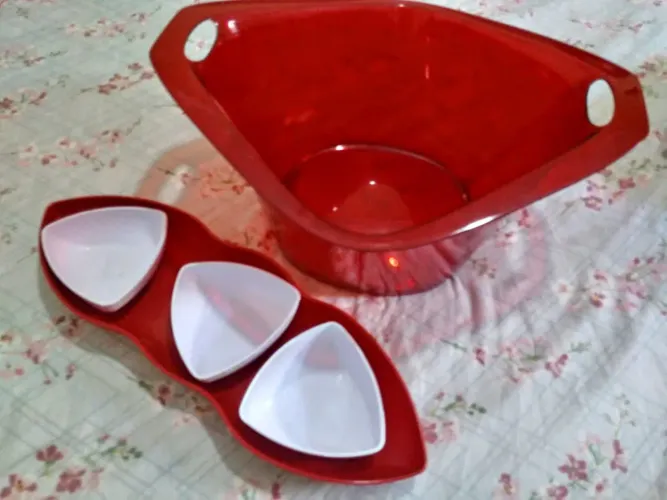 Cooler UZ 8 Litros acrílico + petisqueira com 3 compartimentos plástico sólido 