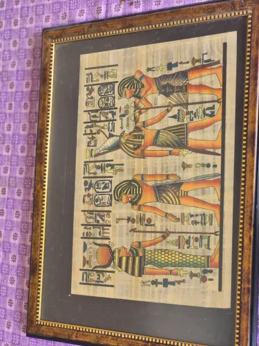 Quadro com vidro e moldura papiro egípcio 
