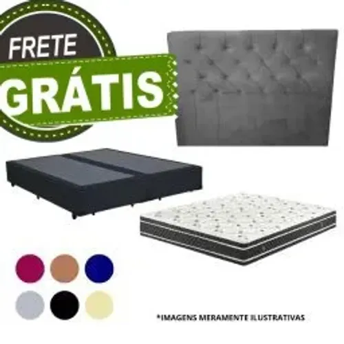 Kit Base Box King + Cabeceira King + Colchão de Molas Ensacadas 28cm - Luxo e Conforto 