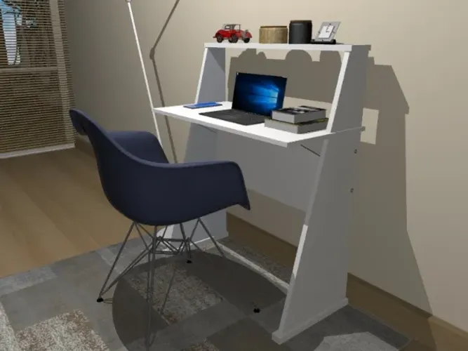 Mesa Simply White Home Office Em MDF. Medidas L80cm x P40cm x A105cm.