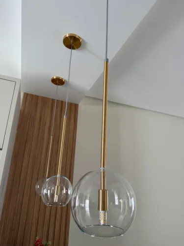 Kit 3 Luminária Pendente Lux Dourado Moderno + Led Brinde