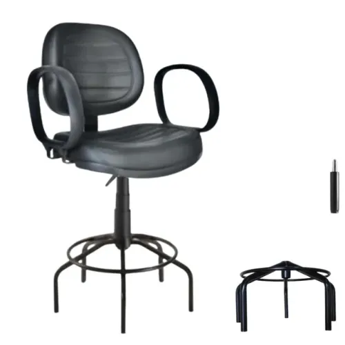Cadeira Caixa Executiva Costurada Braço Corsa Aranha Martiflex Preta Modelo 35035