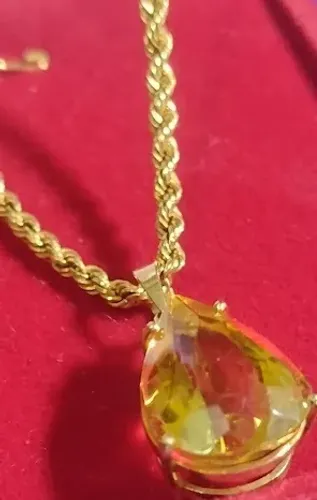 Pingente Citrino Ouro 18 kilates Amarelo Zircônias 14 x 10 mm Gota Peso 2.40 Gramas       