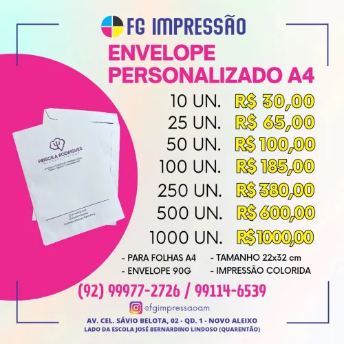Envelope Personalizado A4 22x32 cm