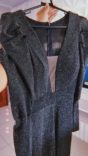 Macacão festa preto brilhoso