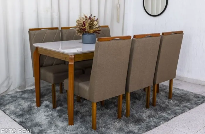 Mesa de Jantar 6 Cadeiras - Madeira Maciça