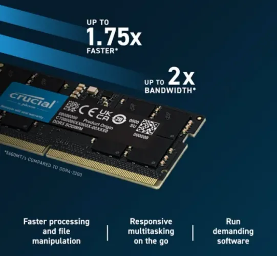 Memória crucial para notebook   64GB DDR5  Formato: sodimm  5600Mhz LOJA NOVA LACRADA 