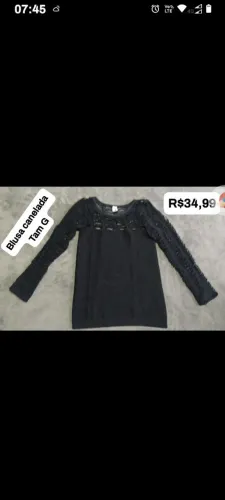 Blusa Canelada Preta - Tam G