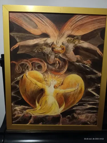 Quadro William Blake "O Grande Dragão Vermelho e a Mulher Vestida de Sol"