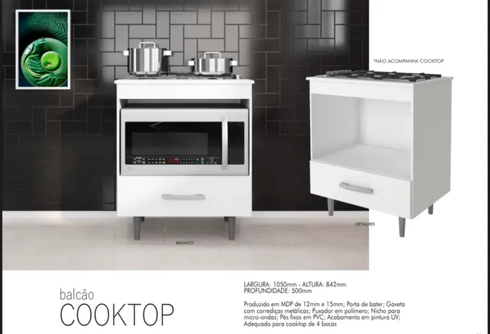 Balcão Cooktop com Espaço para Forno - Entrego