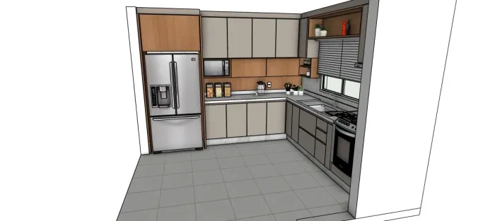 Projeto 3D de Cozinha Sob Medida 