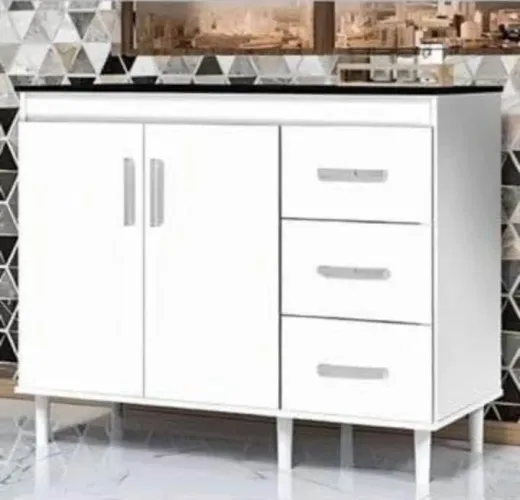 Balcão de cozinha tampo fechado branco 