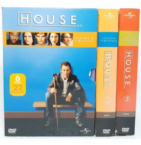 Box de DVDs - Série Dr. House (1ª, 2ª e 3ª temporadas completas) - Original (18 DVDs)