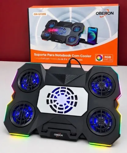 SUPORTE PARA NOTEBOOK COM COOLER E RGB OBERON OR-SP255 USB
