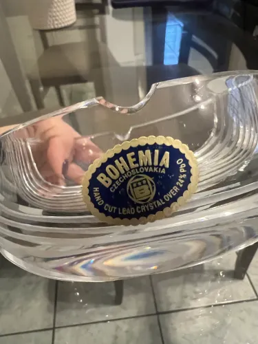 Cinzeiro de cristal Bohemia da antiga Tchecoslováquia