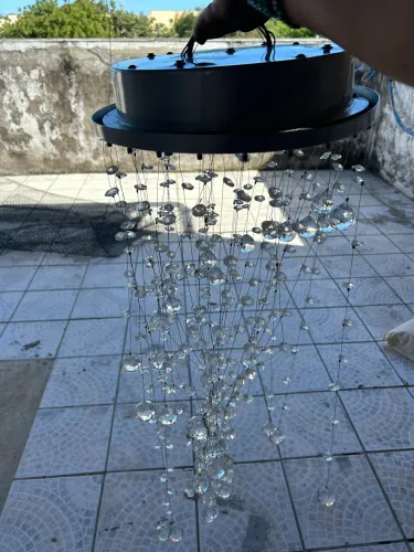 Lustre de teto com gotas de cristal led