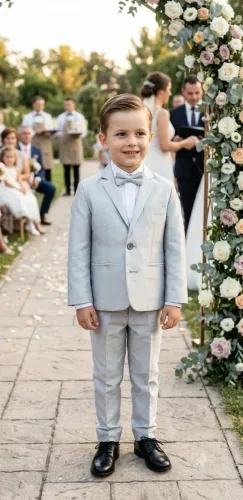 Terno infantil cinza acetinado