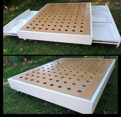 Com entrega cama Queen MDF com gavetas 