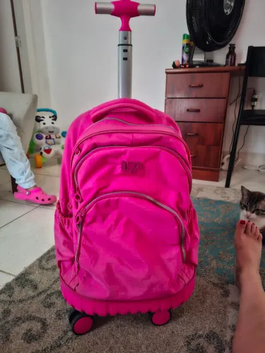 mochila UP4you rosa rodinha 360°
