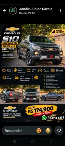 Chevrolet S10 P-up H.country 2.8 4X4 CD Dies.aut. 2021