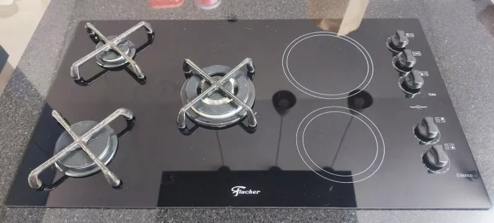 Fogão Cooktop Fischer 5Q Top Gás/Elétrico Mesa Vitrocerâmico 220V