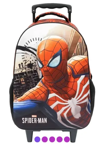 Mochila Escolar Rodinhas Infantil Spider Man Homem Aranha 3D