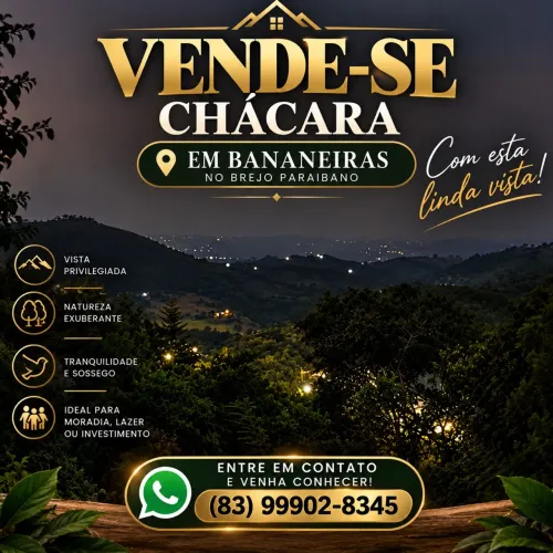 Áreas para chácaras /7mil metros em Bananeiras.