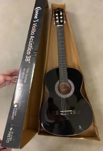 Violão Queen's - Novo - Preto - Na Caixa - Cordas de Aço 