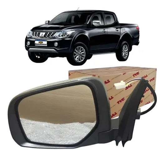 Retrovisor Esquerdo Elétrico Cromado Pisca L200 2015 A 2018