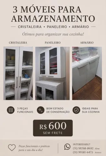 Cristaleira e armários de cozinha 