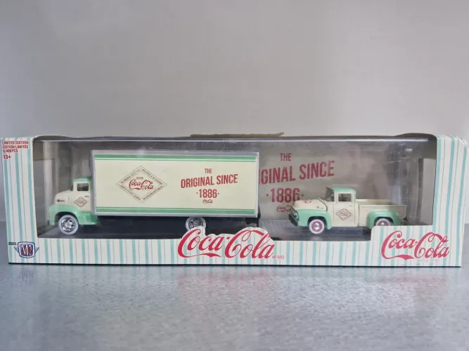 M2 MACHINES AUTO HAULERS COCA-COLA - 1956 FORD COE + 1956 FORD F-100 TRUCK CHASE