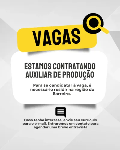 Contrata-se auxiliar de produção