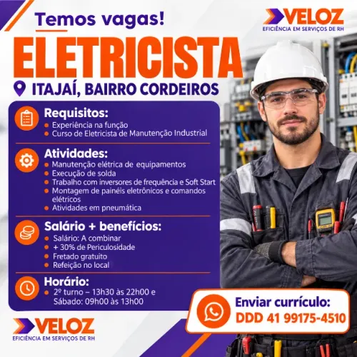 ELETRICISTA - ITAJAÍ, CORDEIROS - SC