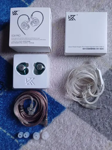 Kz Edx pro verde ciano + cabo kz tipo c com microfone 