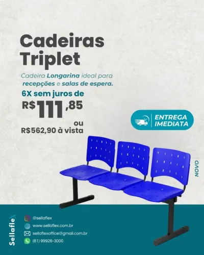 Cadeira longarina 3 lugares 