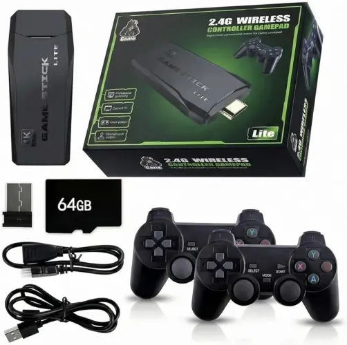 Game stick 4k lite completo 20 mil jogos 2 controles