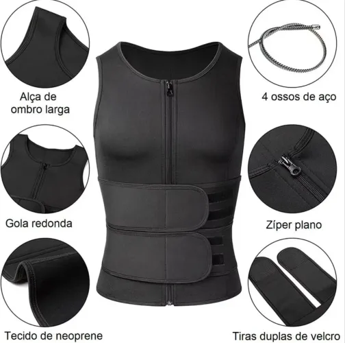 Cinta Modeladora Abdominal Masculina Corporal Power Colete Ajustável 