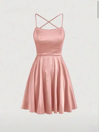 Vestido rose acetinado, feminino e elegante