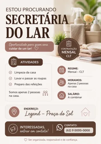 Contrata-se doméstica / secretária do lar