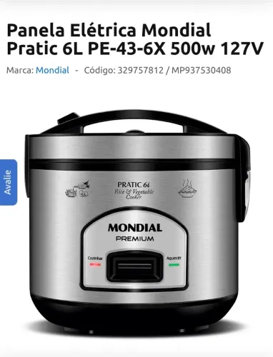 Panela de arroz eletrica Mondial