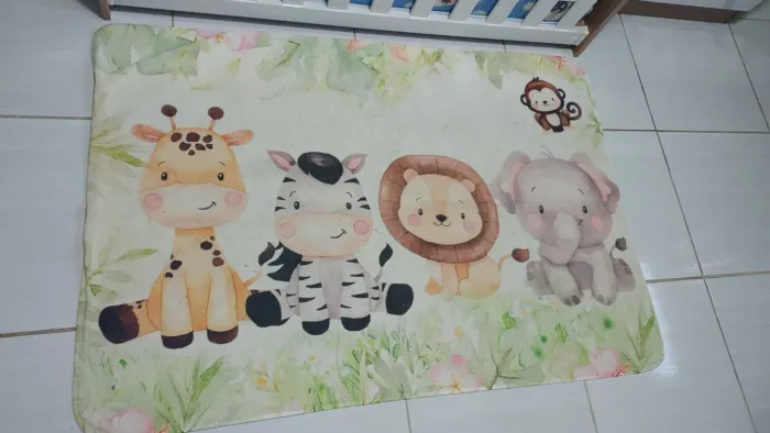 Kit Completo Quarto de Bebê Safari - Berço com Colchão + Kit Higiene + Móbile + Tapete
