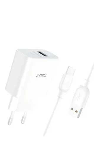 Carregador Kaidi Kd111c 18w Tipo C Com Cabo Cor Branco