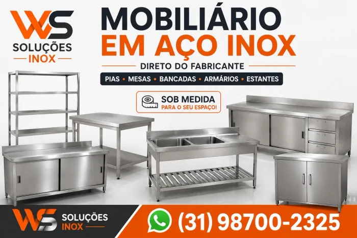 Mobiliário em aço inox ( Sob medida de acordo com seu projeto)
