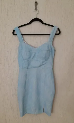 Vestido Tubinho Curto Azul Pastel